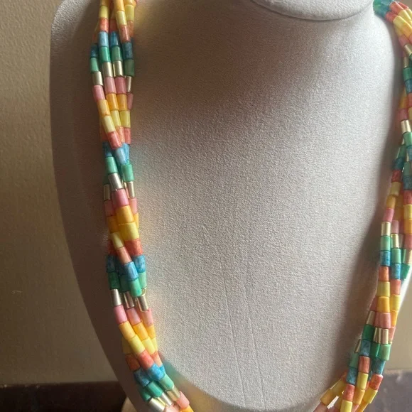 Vintage Multicolor Beaded Necklace - Picture 2 of 6